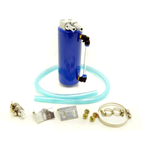 Universal Aluminum Oil Catch Can with Hose Kit, 750ML, Blue