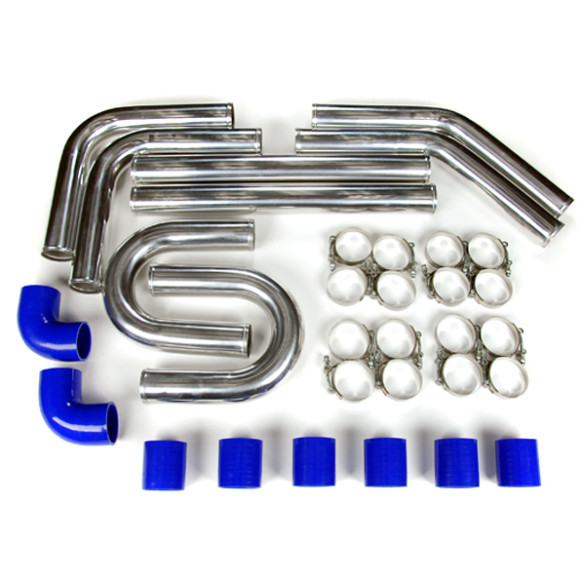 Universal Intercooler Pipping Kit, Aluminum, 3", Blue Coupler