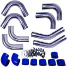 Universal Intercooler Pipping Kit, Aluminum, 4", Blue Coupler
