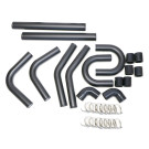 Universal Intercooler Pipping Kit, Aluminum, 2.5", Black Coupler, Black Piping