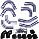 Universal Intercooler Pipping Kit, Aluminum, 4", Black Coupler