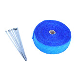 Heat Wrap with Stainless Steel Zip Ties for Exhaust Headers, Turbo Manifold (Blue)