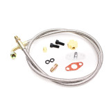 Turbo Oil Feed Line, Stainless Steel, 90 Degree 4AN Female to Straight 4AN Male (50") 