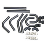 Universal Intercooler Pipping Kit, Aluminum, 2.5", Black Coupler, Black Piping