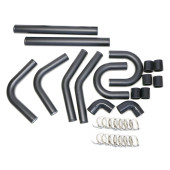 Universal Intercooler Pipping Kit, Aluminum, 2.5", Black Coupler, Black Piping